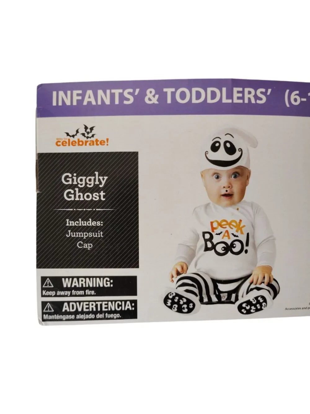 Infants and Toddlers 6-12 Mo Giggly Ghost Halloween Costume Jumpsuit only